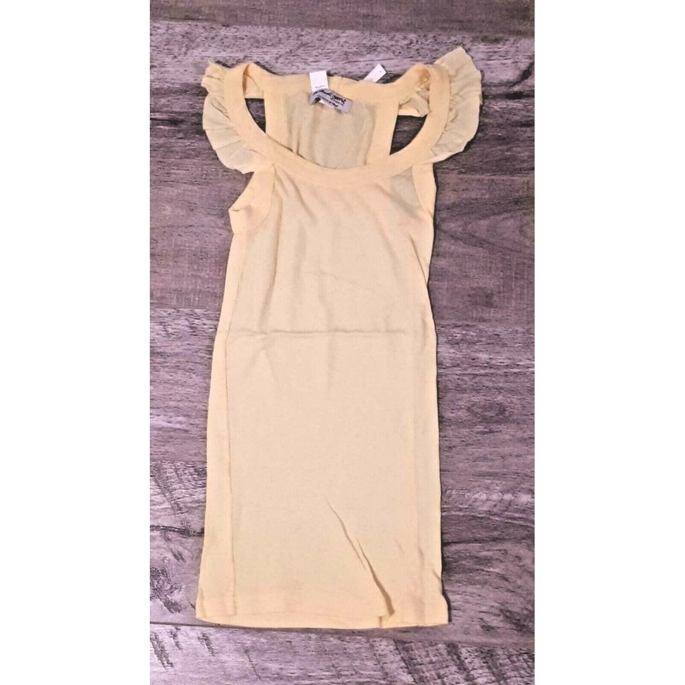 Michael Stars Women's Ribbed Ruffled Tank Top Yellow One Size